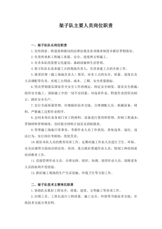 架子队主要人员岗位职责