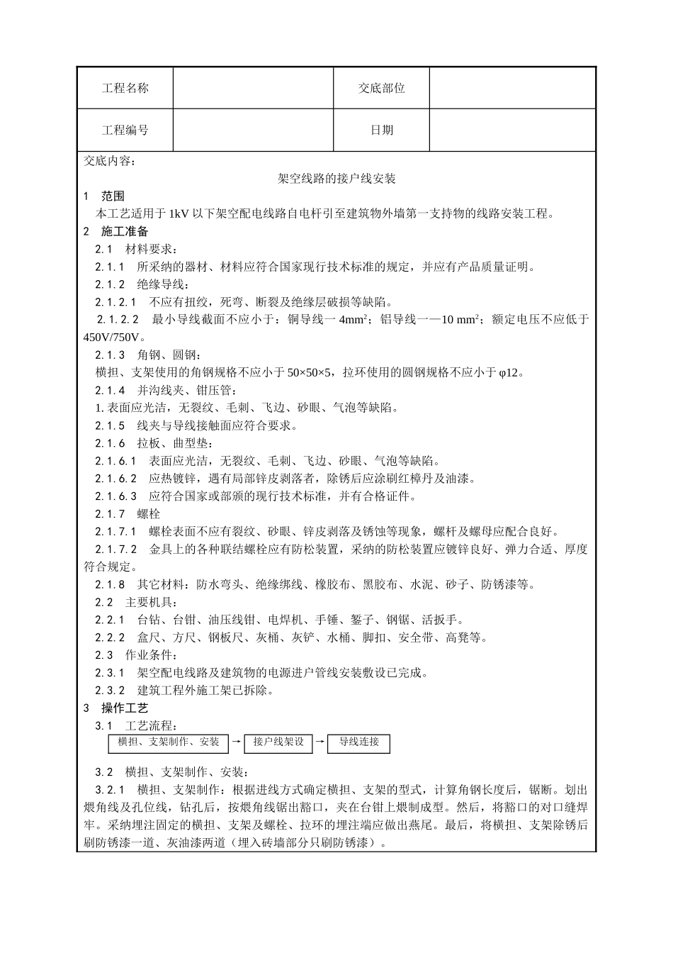架空线路的接户线安装工艺_第1页