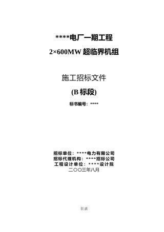 某60万电厂主体工程招标文件