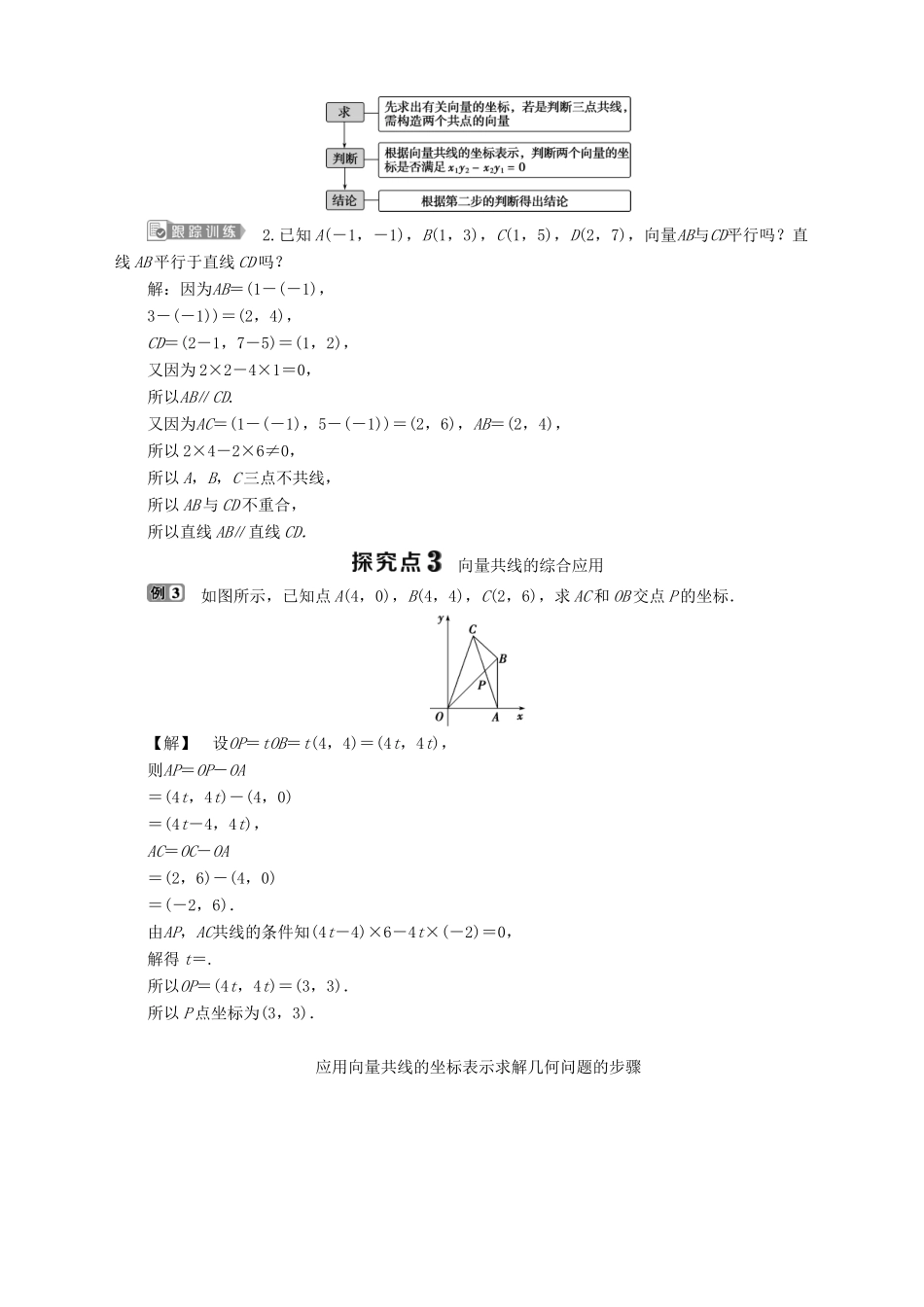 高中数学 第2章 平面向量 2.3 向量的坐标表示 2.3.2 平面向量的坐标运算 第2课时 平面向量共线的坐标表示学案 苏教版必修4-苏教版高一必修4数学学案_第3页