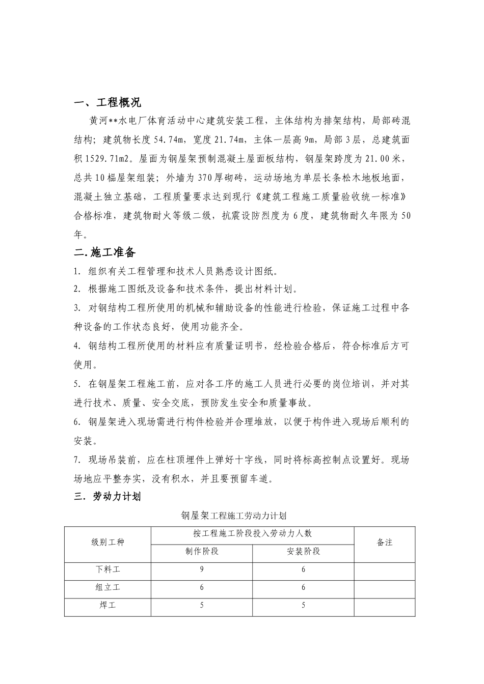 某体育活动中心钢屋架施工方案_第1页