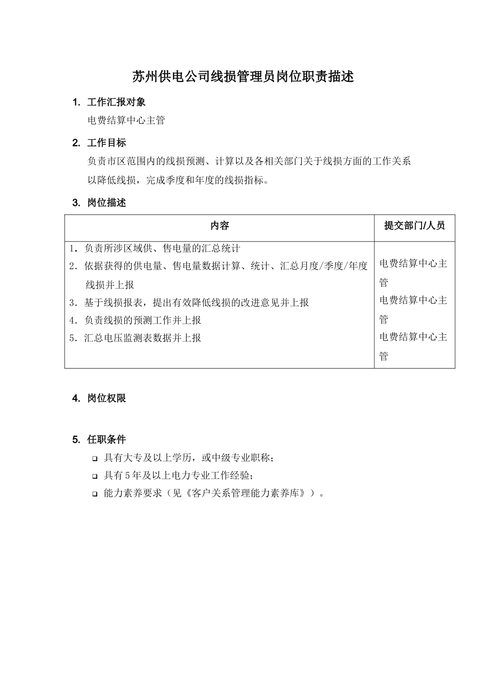 某供电公司线损管理员岗位职责描述_第1页