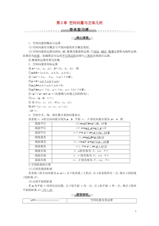 高中数学 第2章 空间向量与立体几何章末复习课学案 北师大版选修2-1-北师大版高二选修2-1数学学案