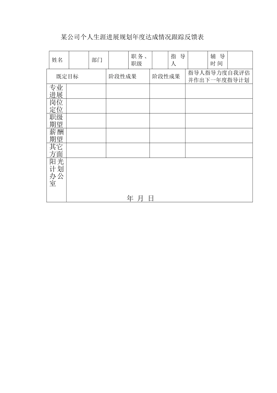 某公司个人生涯发展规划年度达成情况跟踪反馈表_第2页