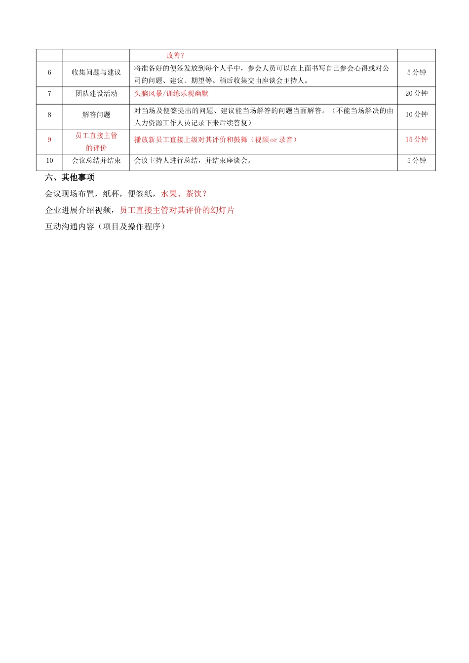 某公司新员工座谈会方案_第2页