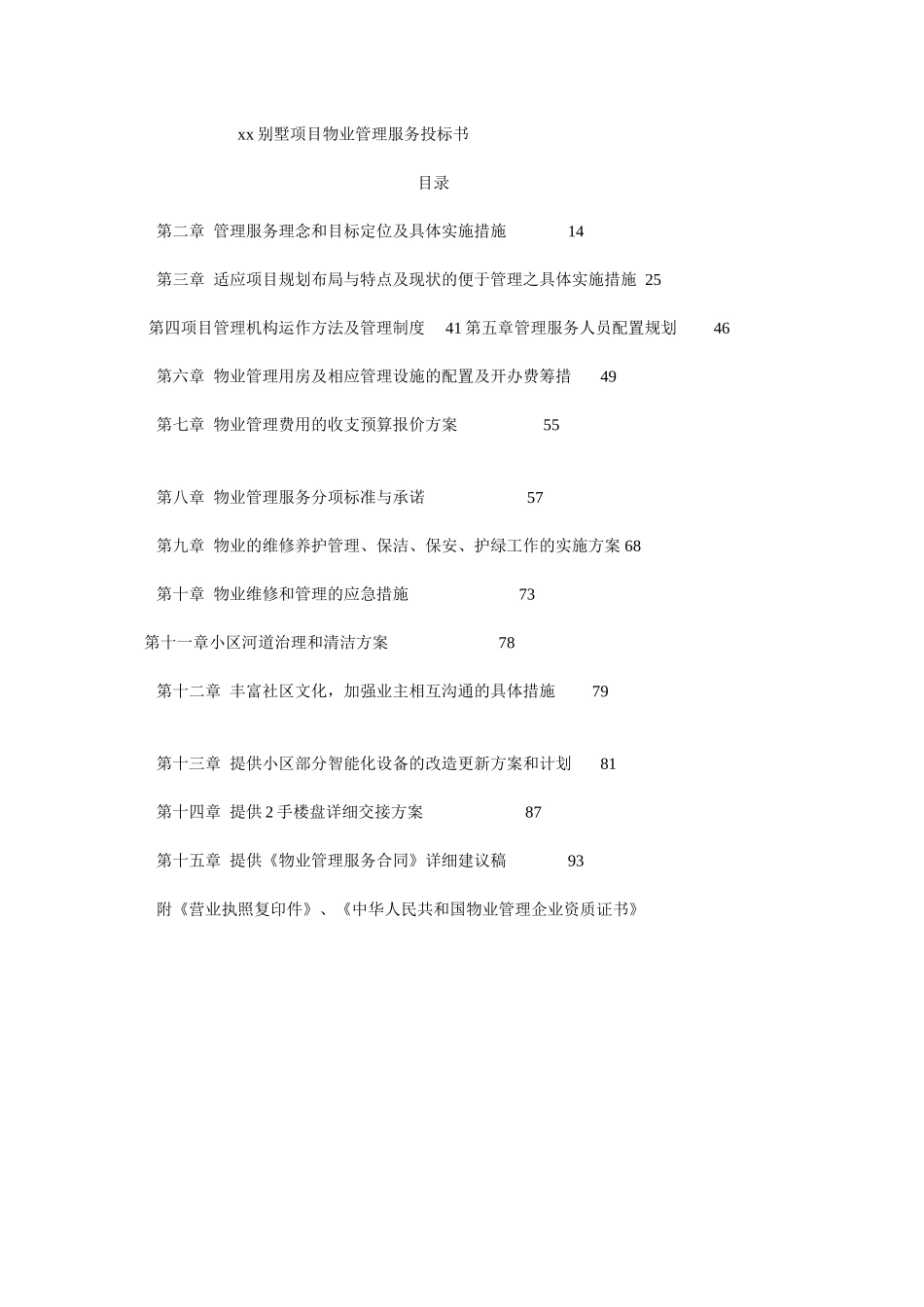 某别墅社区项目物业管理方案投标书_第1页