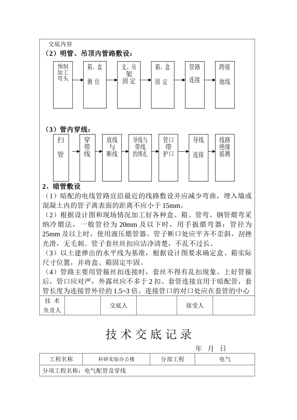 某办公楼电气配管穿线技术交底。_第3页