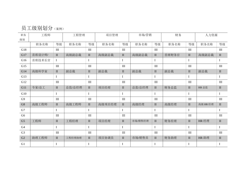 某国际着名企业员工系列划分及薪资级别案例_第1页