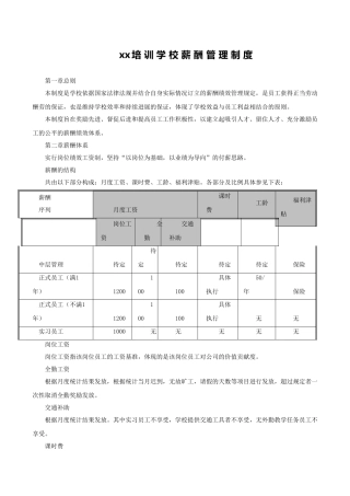 某培训学校薪酬绩效管理