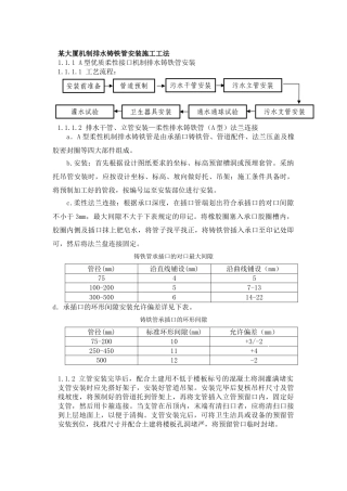 某大厦机制排水铸铁管安装施工工法