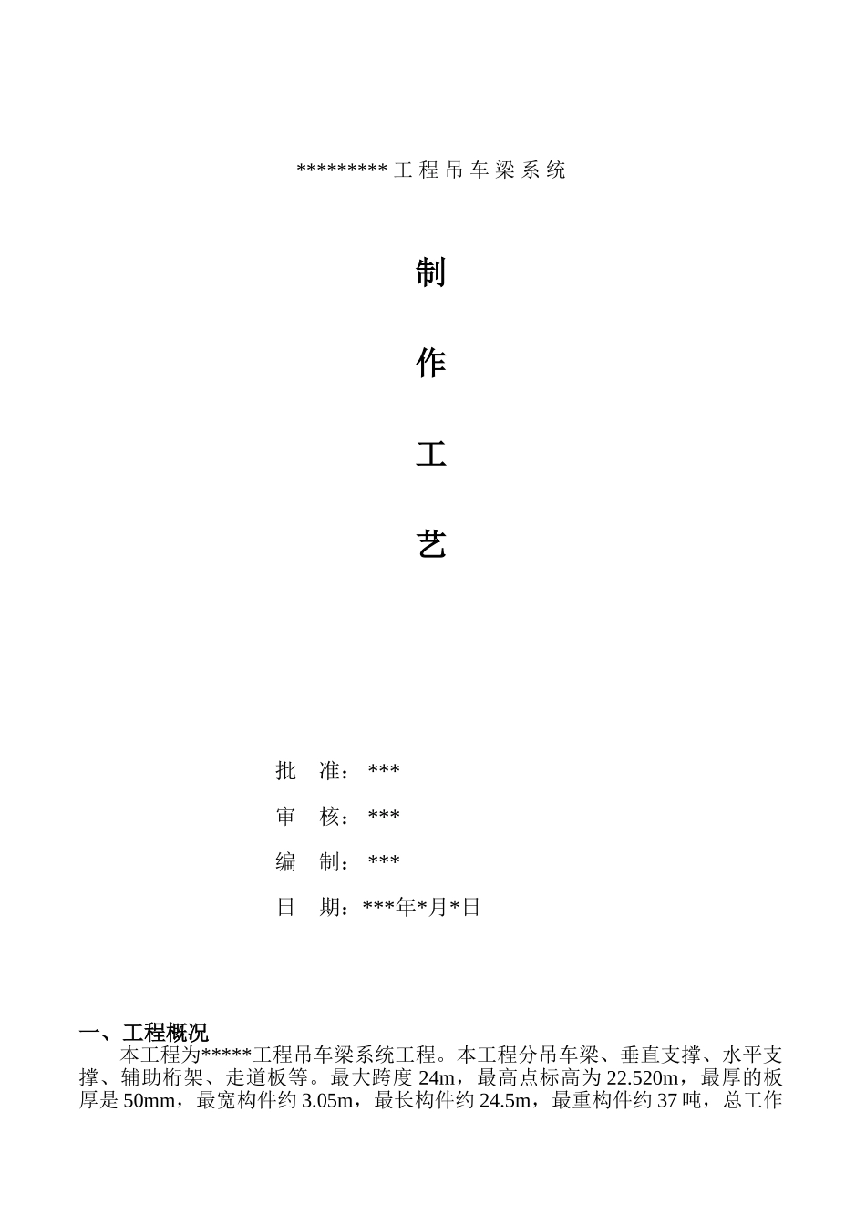 某工程吊车梁系统制作工艺_第1页