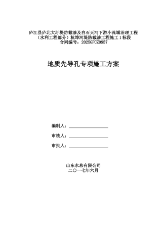 某工程地质先导孔专项施工方案
