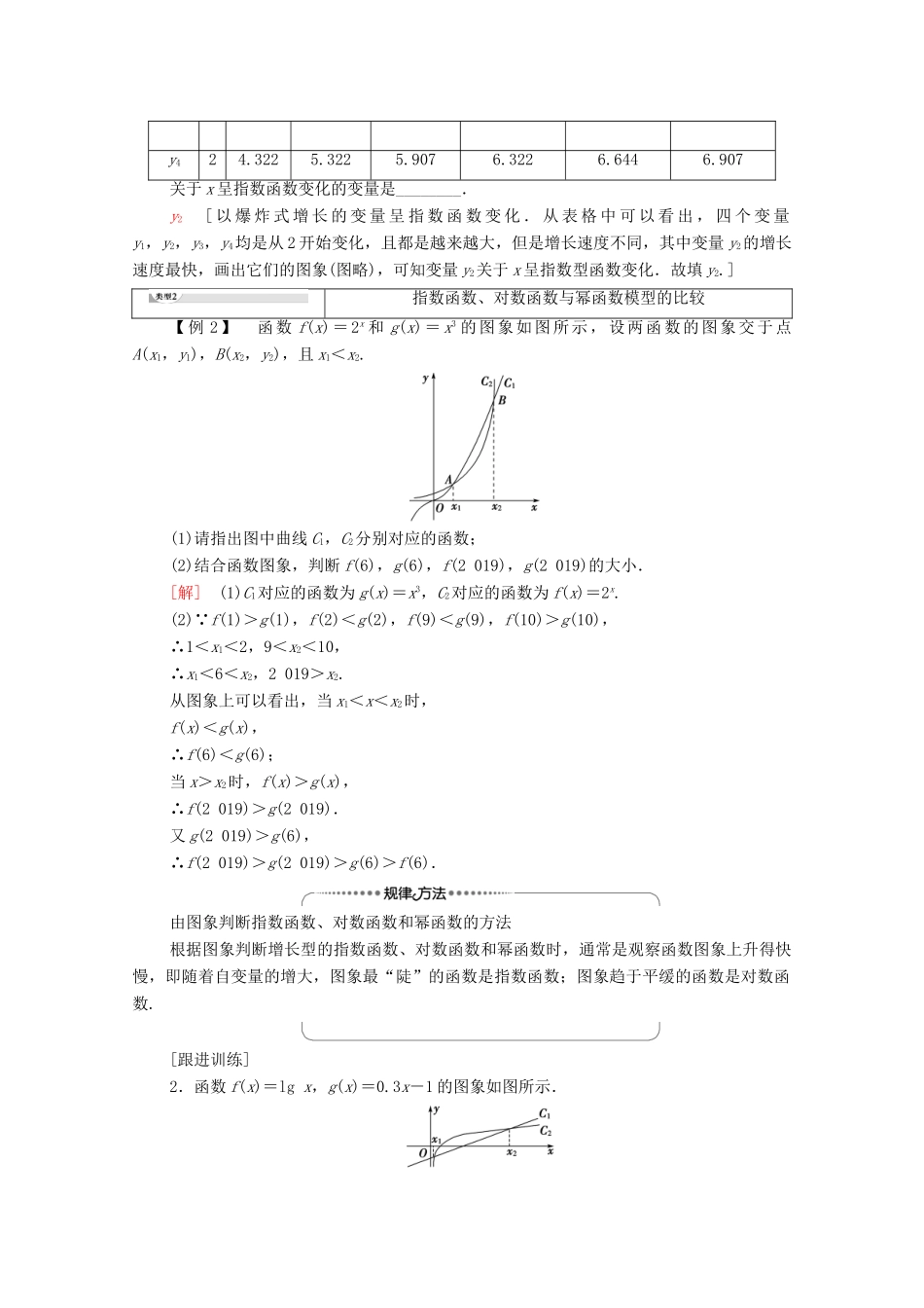 高中数学 第3章 函数的应用 3.2 函数模型及其应用 3.2.1 几类不同增长的函数模型学案 新人教A版必修1-新人教A版高一必修1数学学案_第3页
