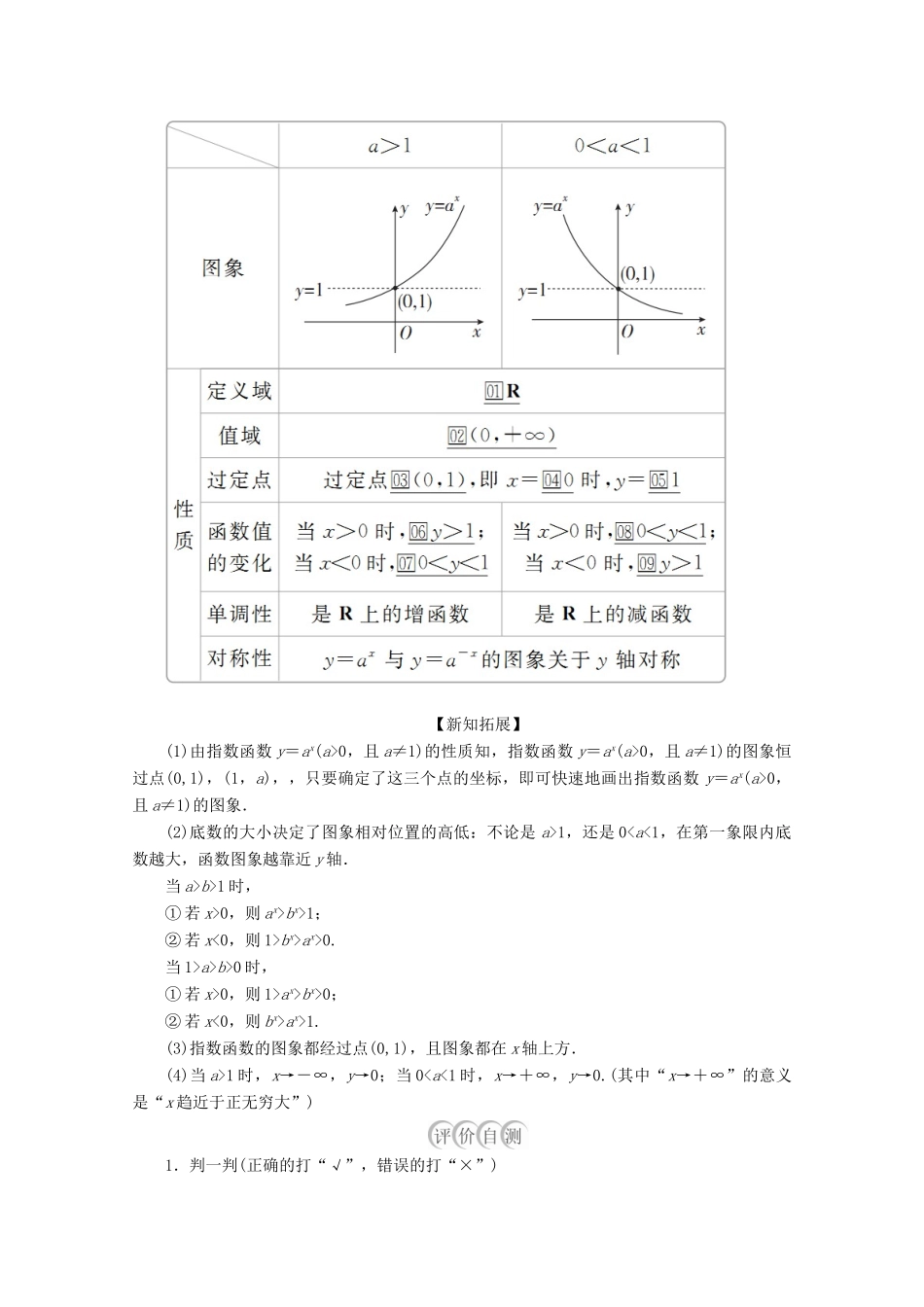 高中数学 第4章 指数函数与对数函数 4.2 指数函数 4.2.1 指数函数的概念 4.2.2 指数函数的图象和性质 第1课时 指数函数的概念及其图象和性质教学案 新人教A版必修第一册-新人教A版高一第一册数学教学案_第2页