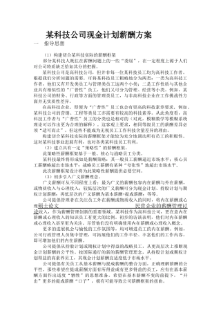 某科技公司现金计划薪酬方案-18页