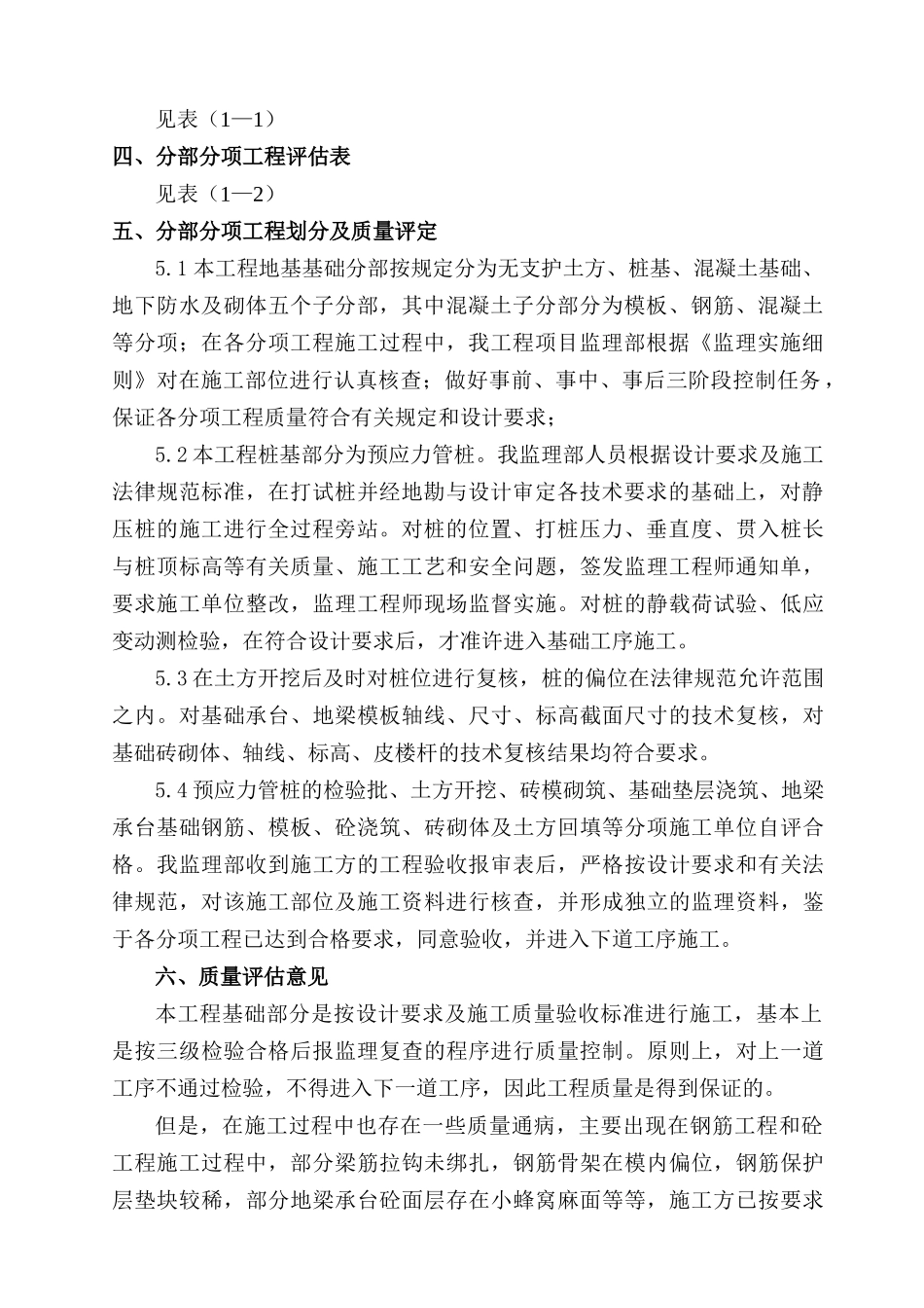 某经济适用房基础分部工程质量监理评估报告_第3页
