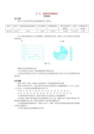 高中数学 第2章 统计 2.2 总体分布的估计共同成长学案 苏教版必修3-苏教版高一必修3数学学案