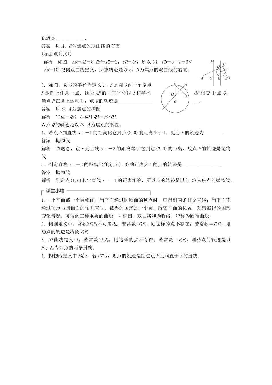 高中数学 第2章 圆锥曲线与方程 2.1 圆锥曲线学案 苏教版选修2-1-苏教版高二选修2-1数学学案_第3页