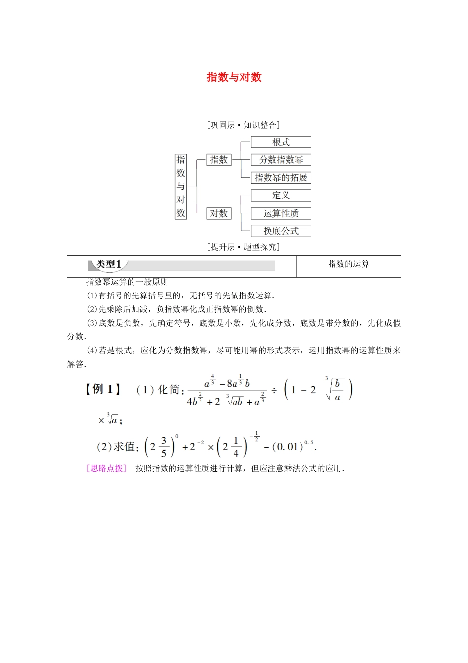 高中数学 第4章 指数与对数章末综合提升教学案（含解析）苏教版必修第一册-苏教版高一第一册数学教学案_第1页