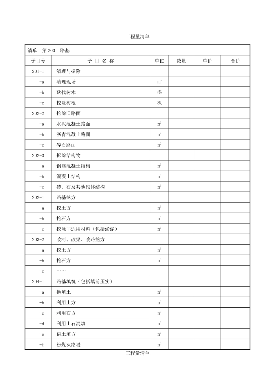 标准工程量清单--公路工程_第2页