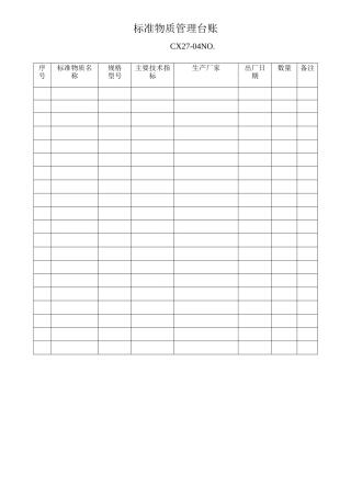 标准物质管理台账
