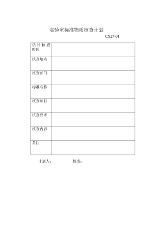 标准物质期间核查计划