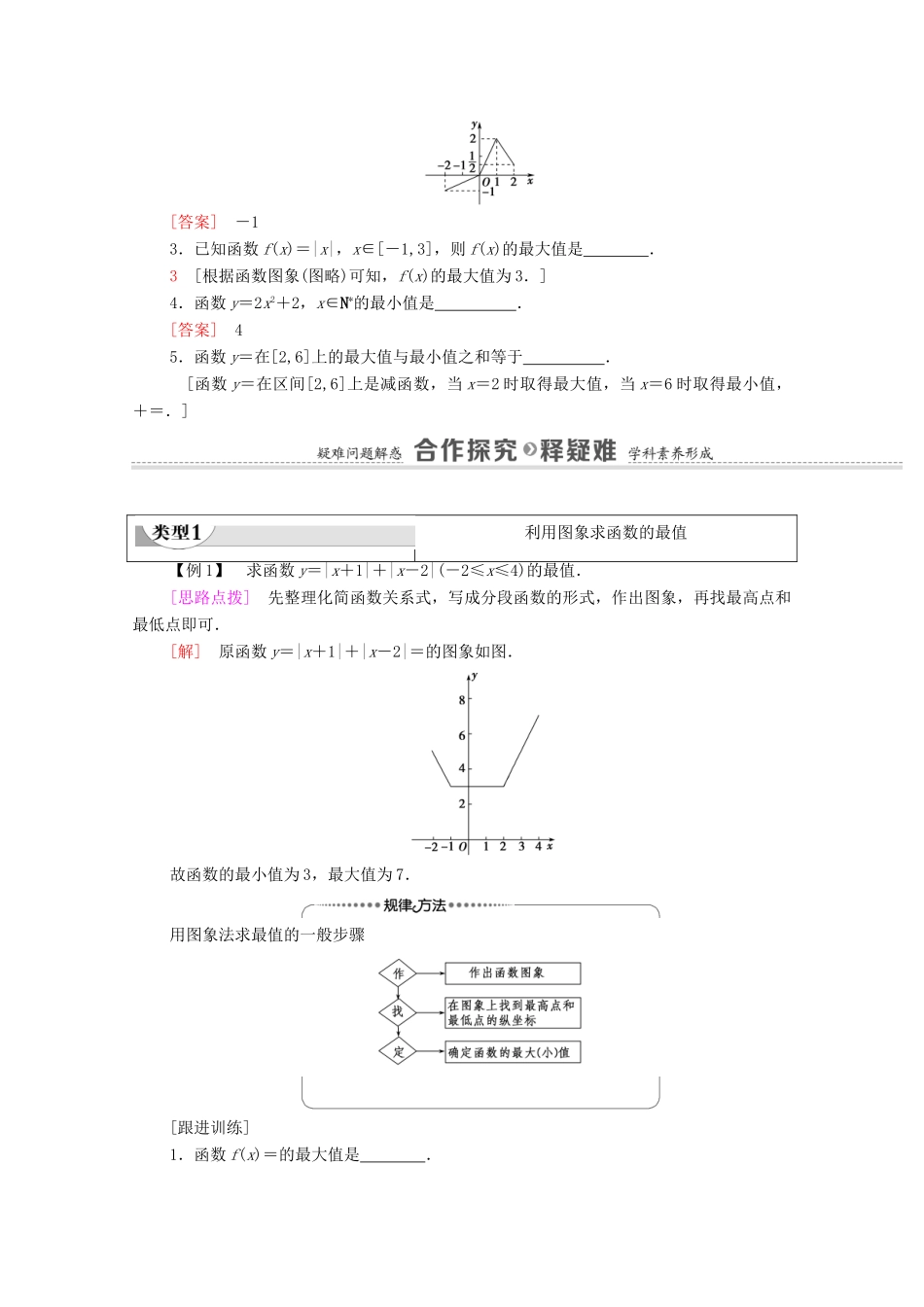 高中数学 第5章 函数概念与性质 5.3 第2课时 函数的最大值、最小值教学案（含解析）苏教版必修第一册-苏教版高一第一册数学教学案_第2页