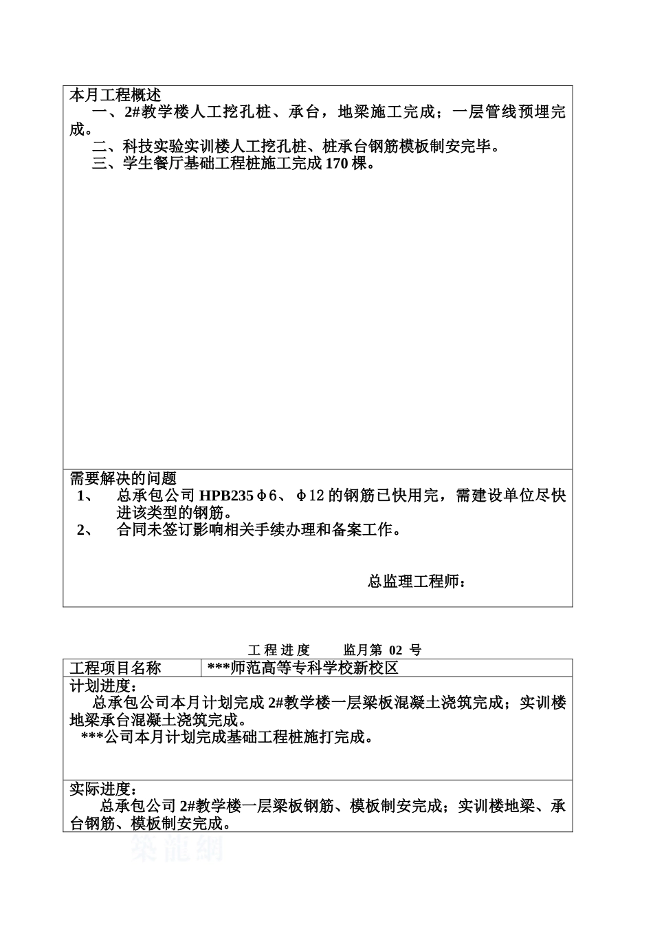 校区建设工程监理月报_第2页