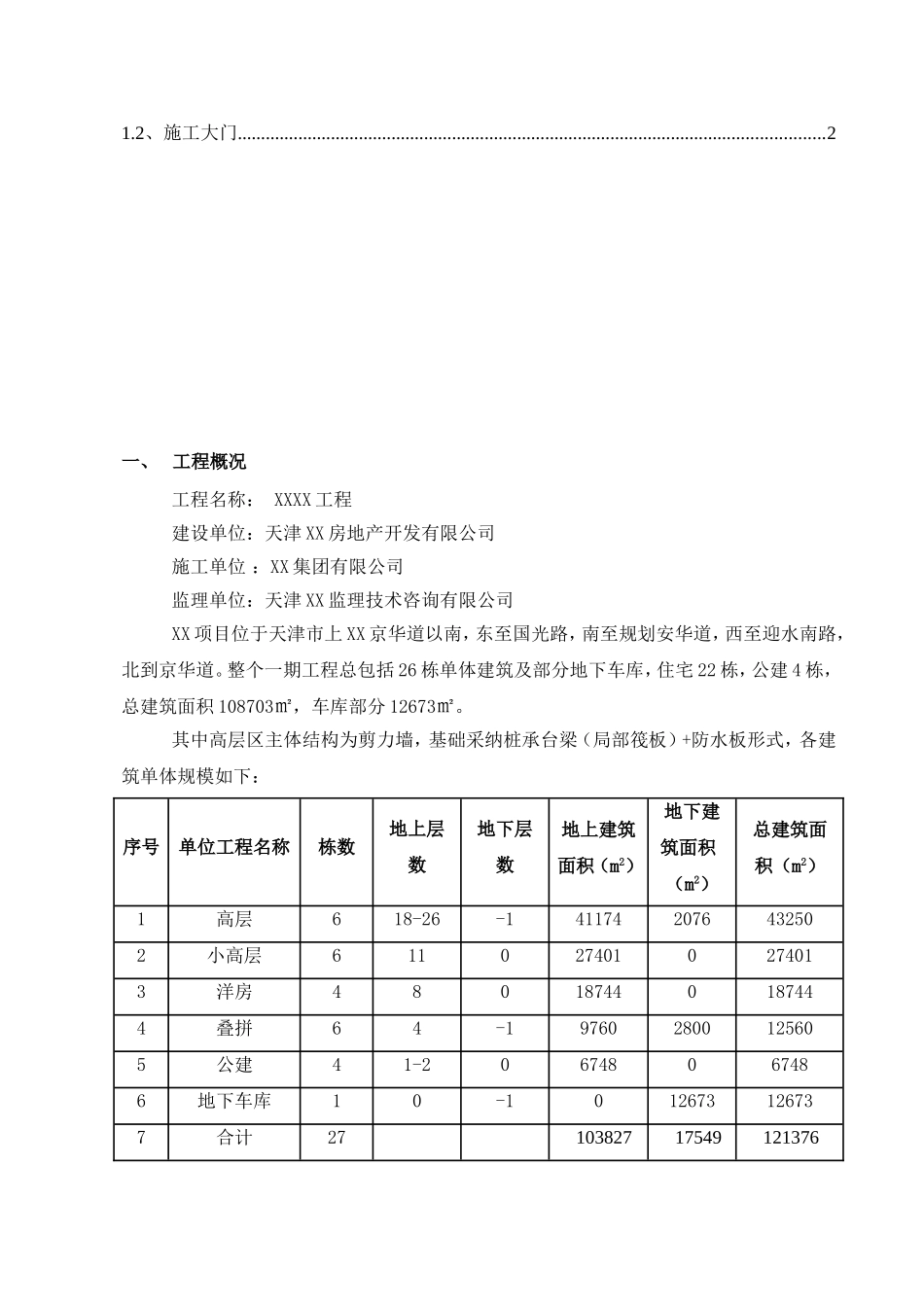 框剪结构高层住宅小区工程项目策划书_第3页