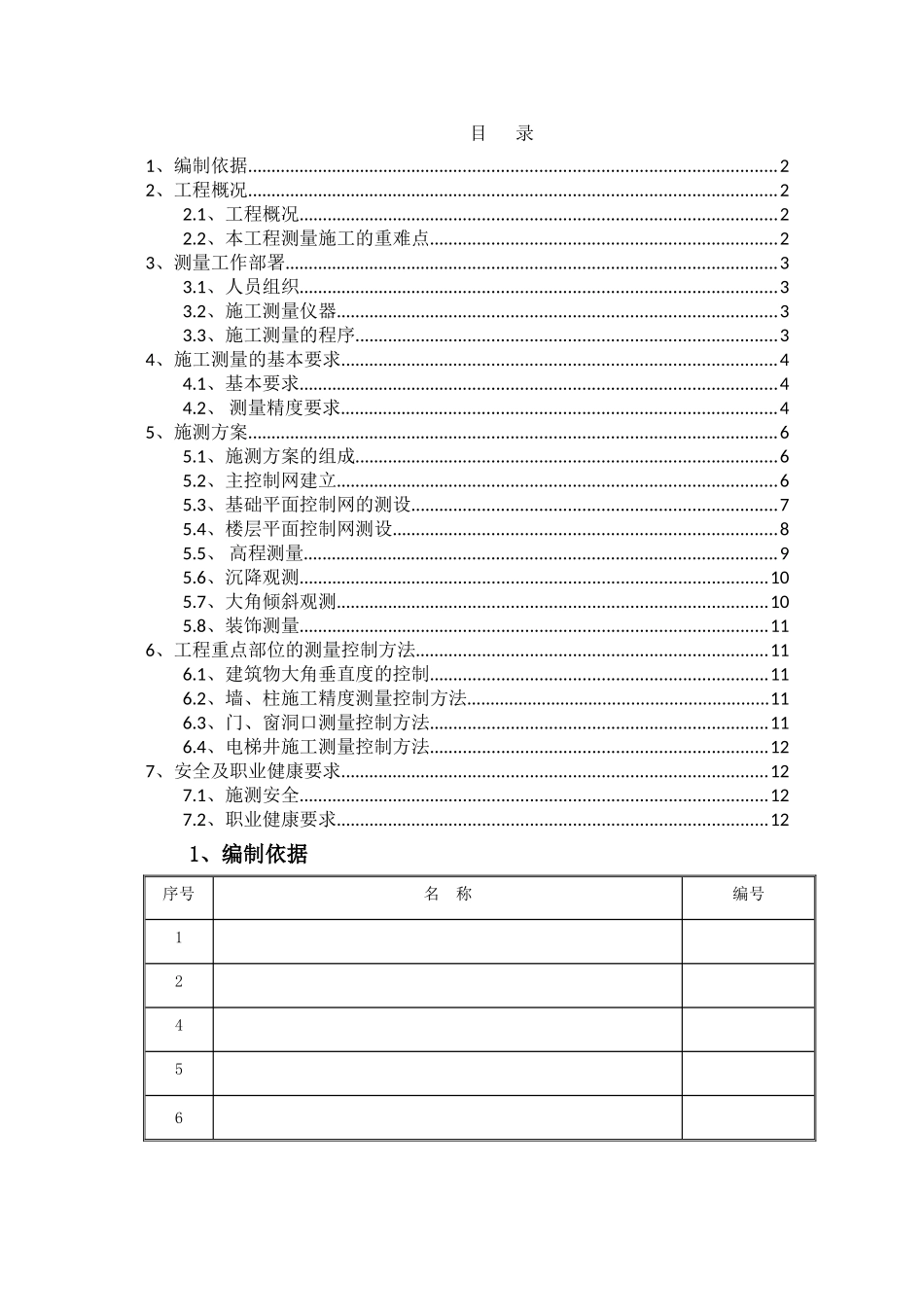框架核心筒结构办公楼施工测量方案_第1页