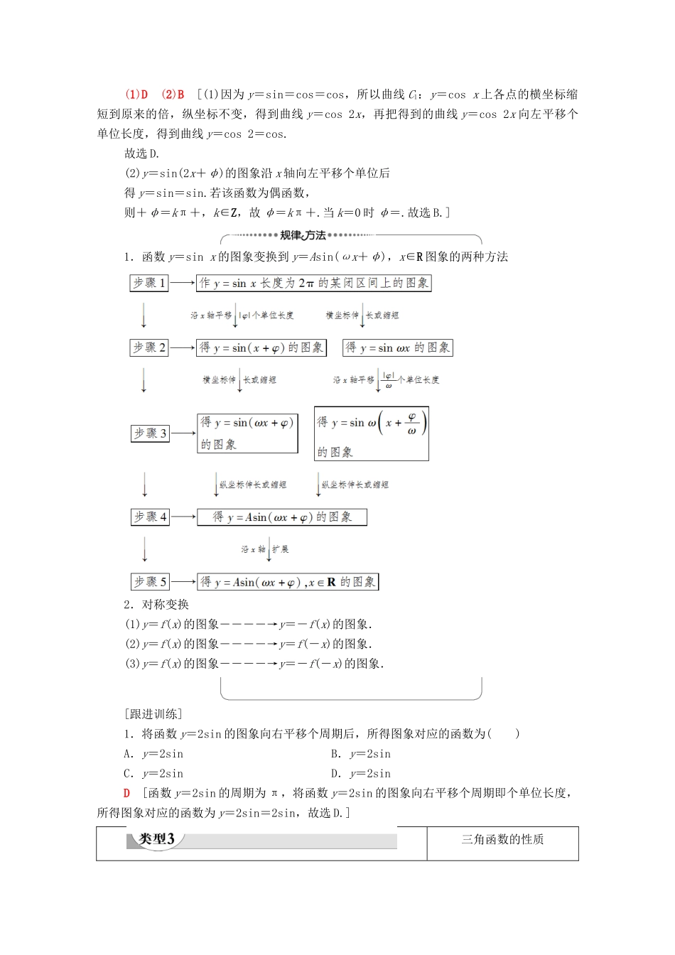 高中数学 第5章 三角函数章末综合提升学案（含解析）新人教A版必修第一册-新人教A版高一第一册数学学案_第3页