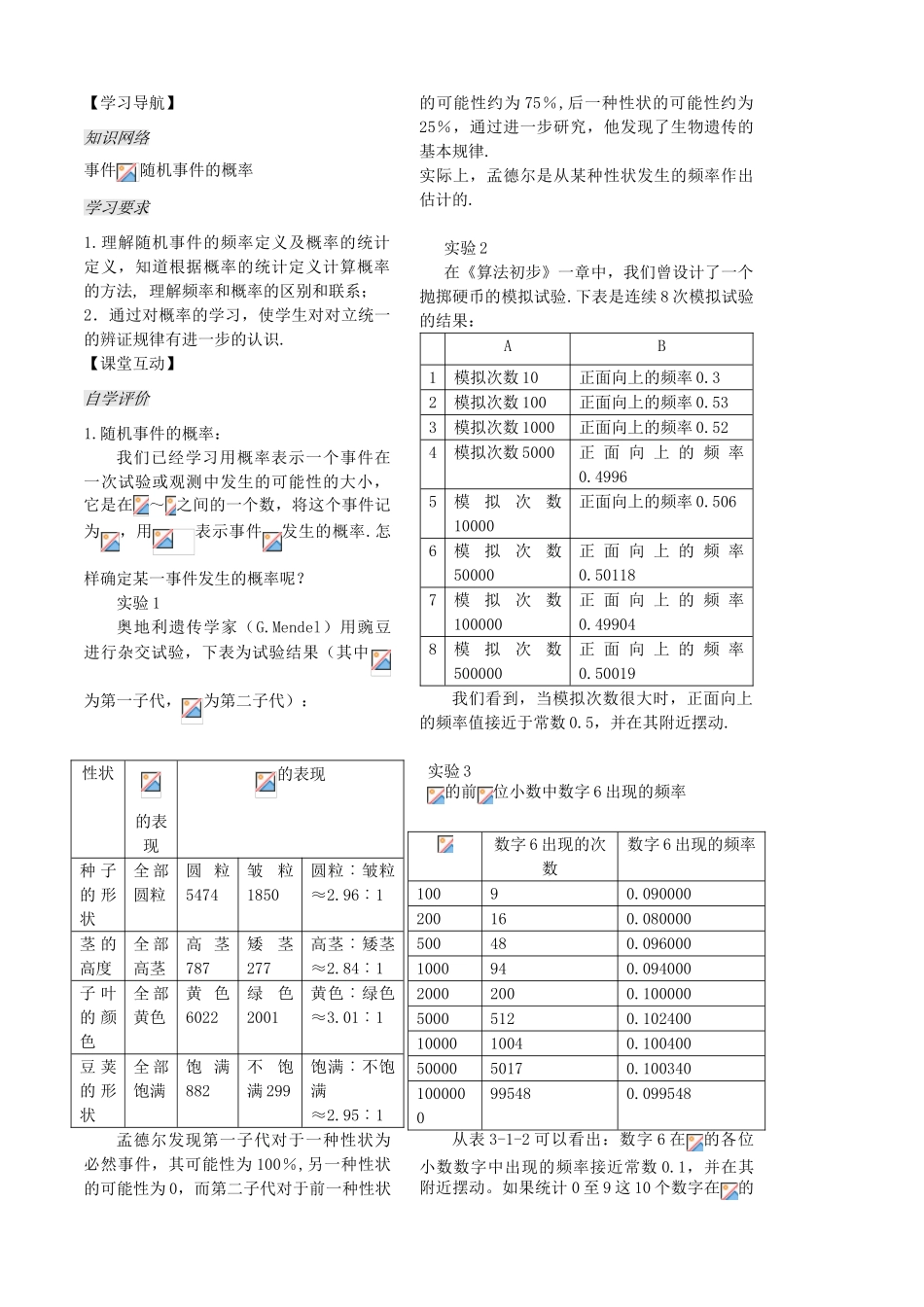高中数学 第31课时《随机事件的概率》学案 苏教版必修3_第2页