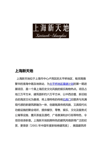 案例研究-商业街-上海新天地商业项目市场定位策划案