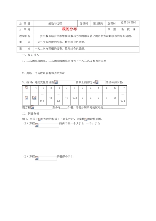 高中数学 第38-39课时 根的分布教学案 新人教A版
