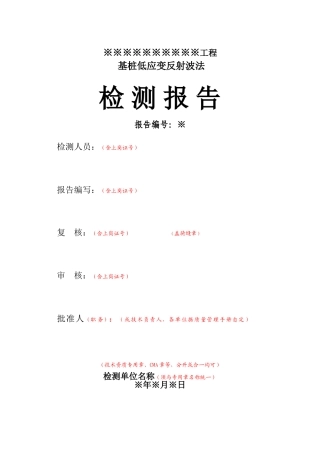 桩低应变检测报告样本