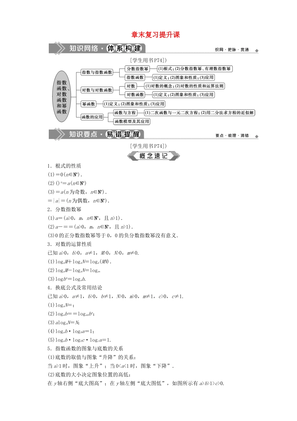 高中数学 第3章 指数函数、对数函数和幂函数章末复习提升课学案 苏教版必修1-苏教版高一必修1数学学案_第1页