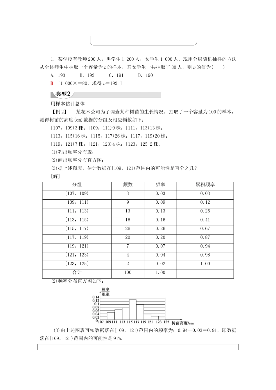 高中数学 第6章 统计章末综合提升学案（含解析）北师大版必修第一册-北师大版高一第一册数学学案_第2页
