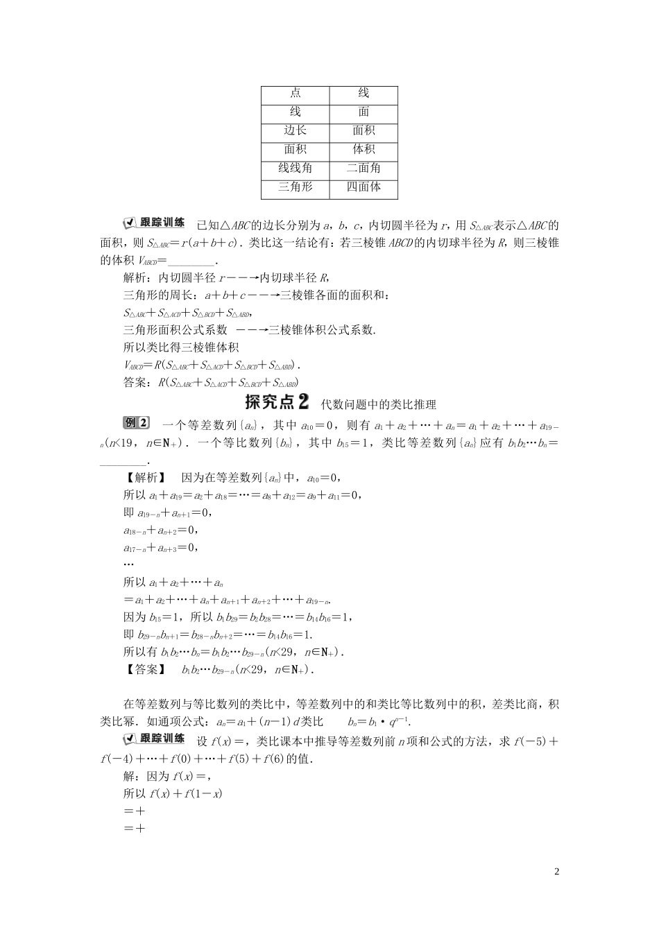 高中数学 第6章 推理与证明 6.1.2 合情推理（二）——类比学案 湘教版选修2-2-湘教版高二选修2-2数学学案_第2页