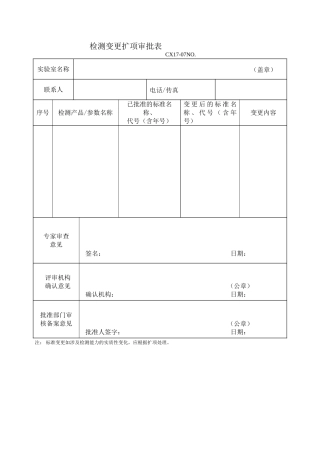 检测变更扩项申请审批表