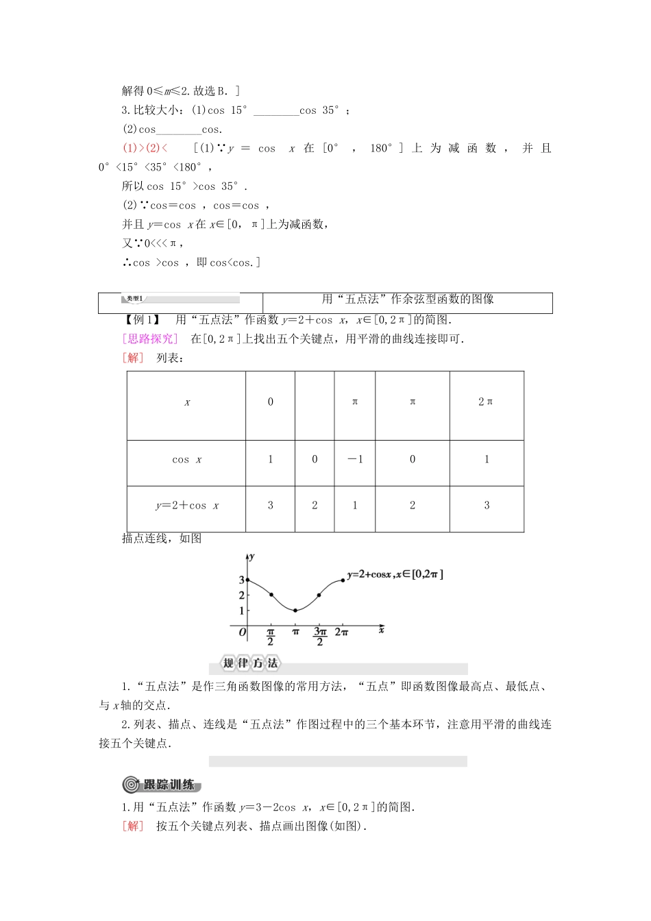 高中数学 第7章 三角函数 7.3 三角函数的性质与图像 7.3.3 余弦函数的性质与图像学案 新人教B版第三册-新人教B版高一第三册数学学案_第2页