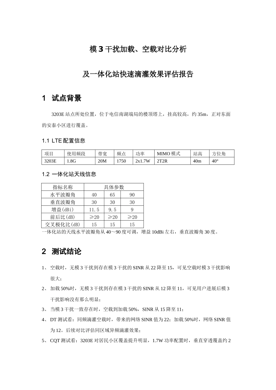 模3干扰加载空载对比分析及一体化站快速滴灌效果评估_第1页