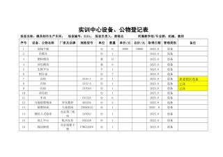 模具生产车间的设备台账