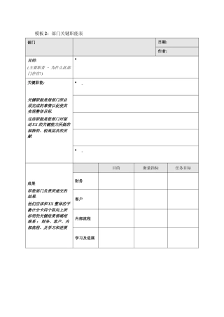 模板2：部门关键职能表