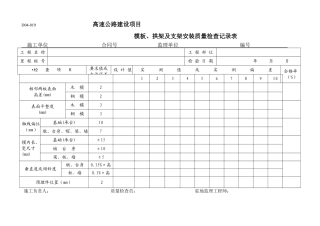 模板、拱架及支架安装质量检查记录表