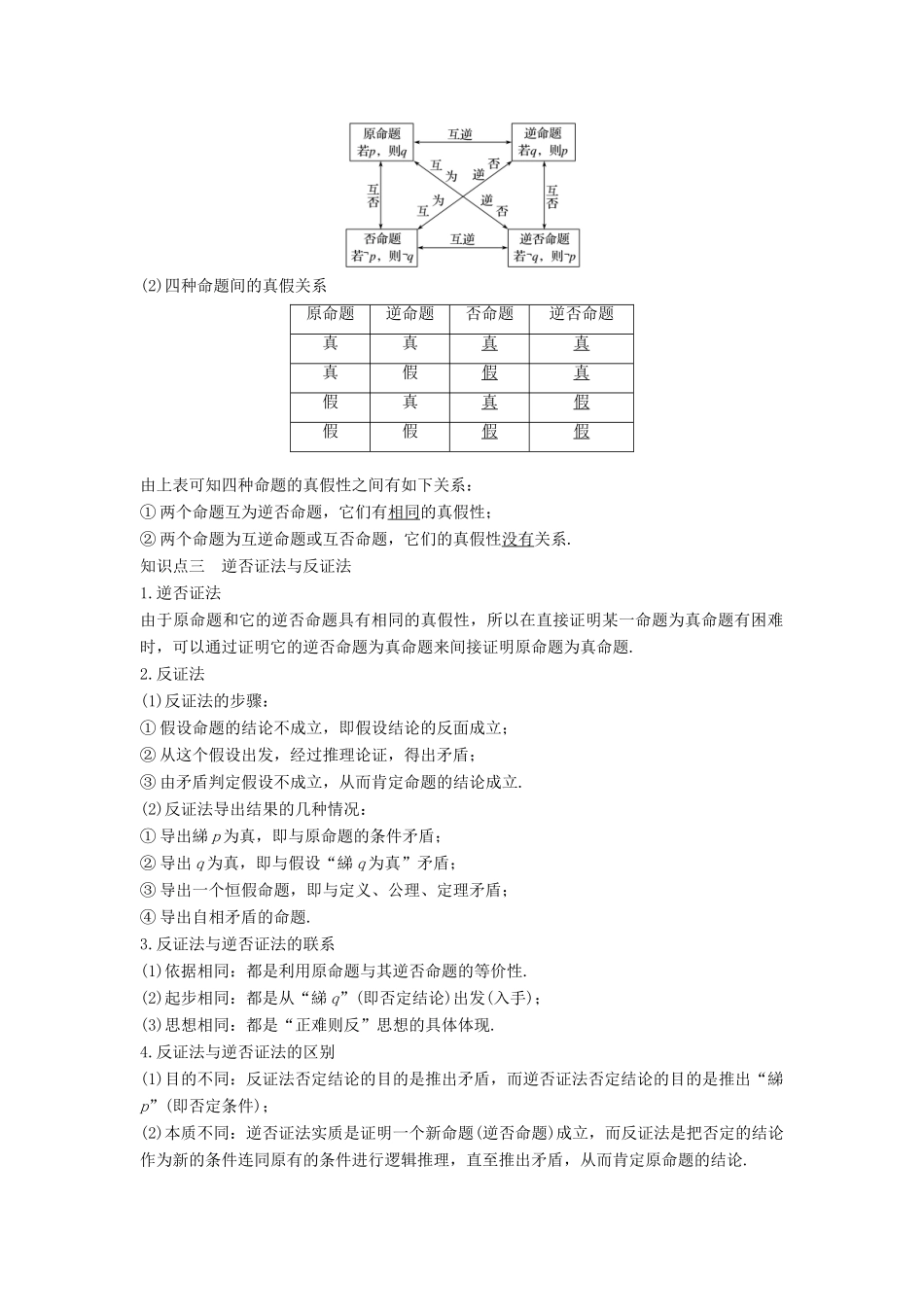 高中数学 第一章 常用逻辑用语 1.1 命题及其关系 1.1.2 四种命题 1.1.3 四种命题间的相互关系学案 新人教A版选修2-1-新人教A版高二选修2-1数学学案_第2页