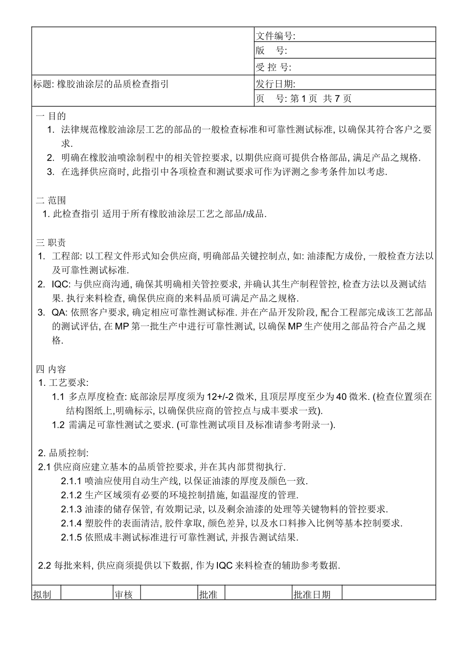 橡胶油涂层的品质检查指引_第1页