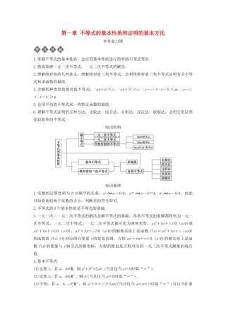 高中数学 第一章 不等式的基本性质和证明的基本方法本章复习导学案 新人教B版选修4-5-新人教B版高二选修4-5数学学案