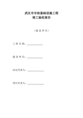 武汉市市政基础设施工程竣工验收报告