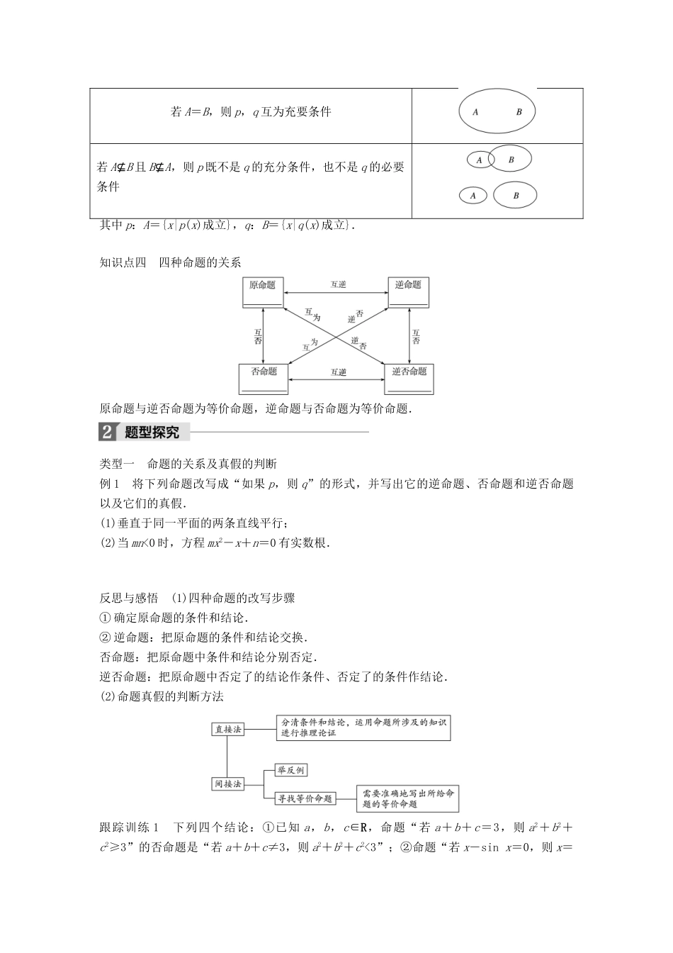 高中数学 第一单元 常用逻辑用语章末复习课教学案 新人教B版选修1-1-新人教B版高二选修1-1数学教学案_第2页
