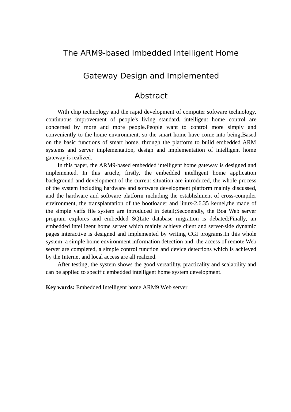 毕业论文-基于ARM9的嵌入式智能家居网关的设计与实现_第2页